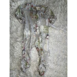 Pottery Barn kids sz. 9-12 mo. holiday themed one pc. zip pj. Cute, grt. quality